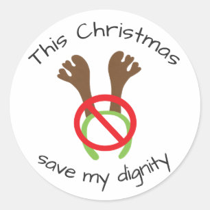 Sticker Rond Manifestation drôle de Noël Antler