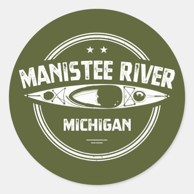 Sticker Rond Manistee River, Michigan (Devant)