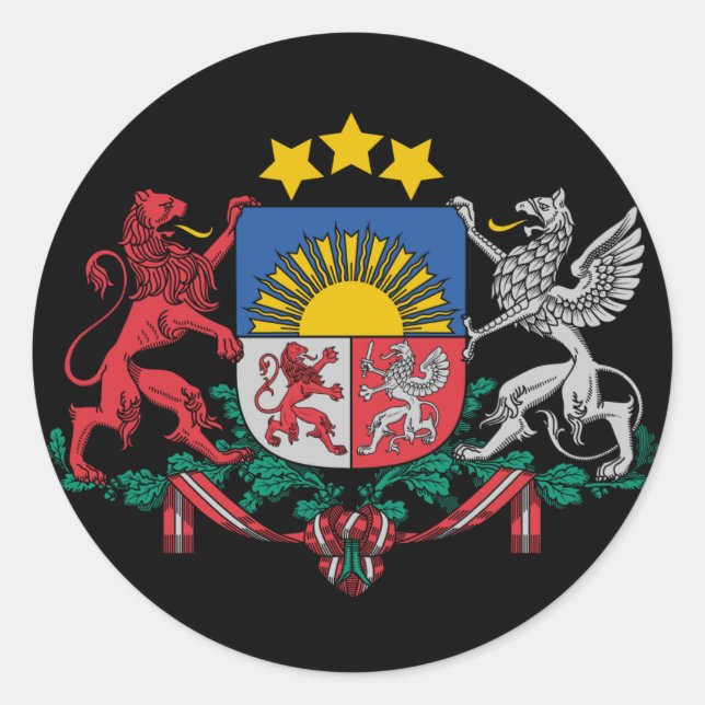 Sticker Rond Manteau d'armoiries letton (Devant)