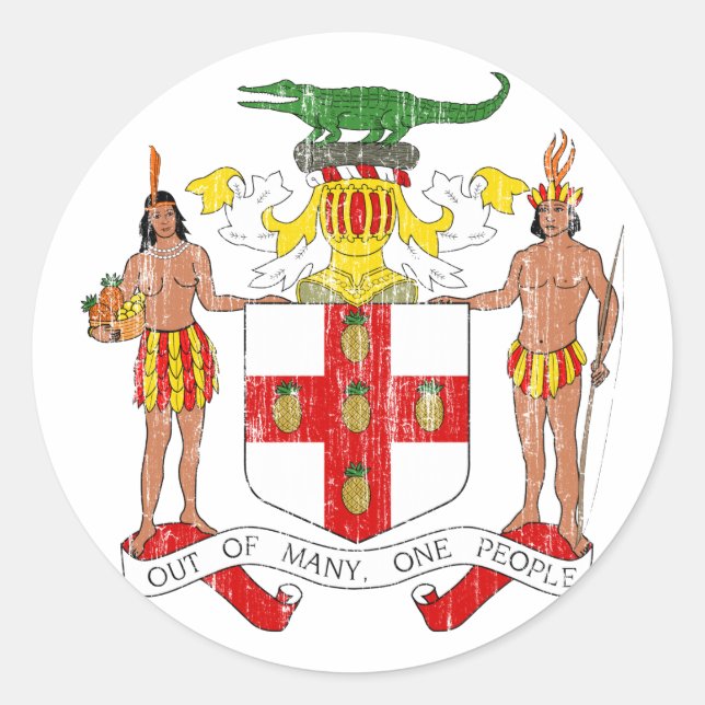 Sticker Rond Manteau de la Jamaïque des bras (Devant)