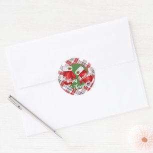 Sticker Rond Manteaux de Père Noël personnalisés sur motif carr