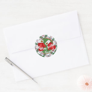 Sticker Rond Manteaux de Père Noël personnalisés sur motif carr