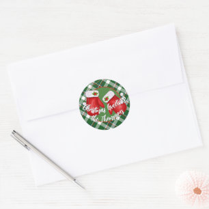 Sticker Rond Manteaux de Père Noël personnalisés sur motif carr