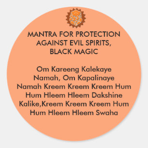 STICKER ROND MANTRA POUR LA PROTECTION CONTRE LES ESPRITS MAUVA