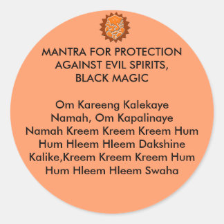 STICKER ROND MANTRA POUR LA PROTECTION CONTRE LES ESPRITS MAUVA