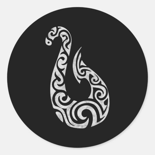 Sticker Rond Maori Nouvelle-Zélande Polynesian Poisson Charme (Devant)