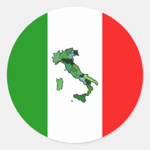 Sticker Rond Map of Italy and Italian Flag