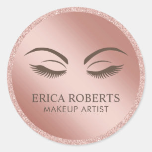 Sticker Rond Maquillage Artiste Beauté fille Rose Parties scint