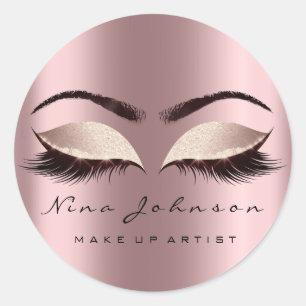 Sticker Rond Maquillage Artiste Beauté Rose étincelle Parties s
