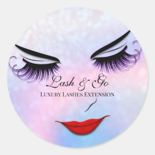 Sticker Rond Maquillage Artiste Lash Extension Beauté Shop Viol