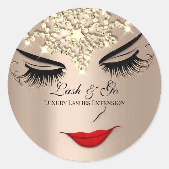 Sticker Rond Maquillage Artiste Lash Extension Lips Beauté Rose (Devant)