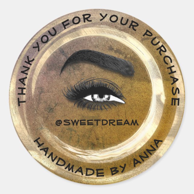 Sticker Rond Maquillage Artiste Lash Nettoyeur Gris Gris Grange (Devant)