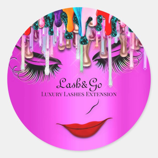 Sticker Rond Maquillage Artiste Lashes de produit Holographe ro (Devant)