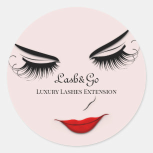 Sticker Rond Maquillage Artiste Lashes Produit Lèvres rouges Ba