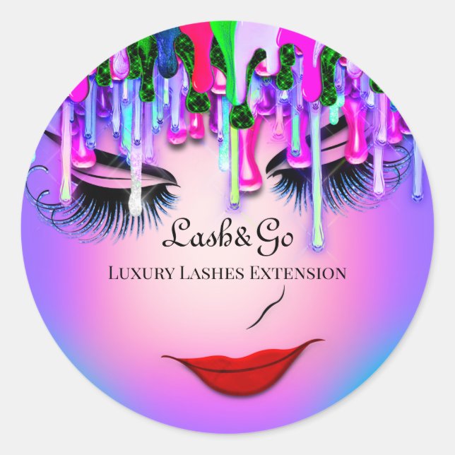 Sticker Rond Maquillage Artiste Purple Lashes Produit Rouge Bri (Devant)