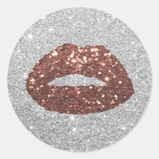 Sticker Rond Maquillage Artiste Rose Gold Parties scintillant L (Devant)