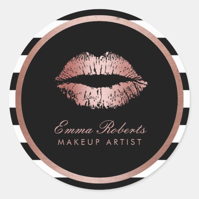 Sticker Rond Maquillage Artiste Rose Lièvres d'or Grandes Taill (Devant)