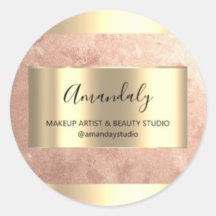 Sticker Rond Maquillage Beauté Shop Frame Gold Favoriser Rose
