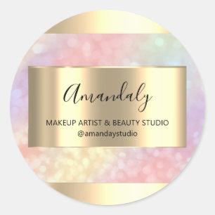 Sticker Rond Maquillage Beauté Shop Frame Or Favoriser Holograp