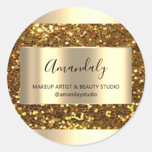 Sticker Rond Maquillage Beauty Shop Cadré Gold Favoriser Partie