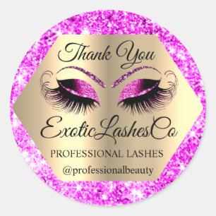 Sticker Rond Maquillage Merci Lash Artiste Or Oeil rose chaud