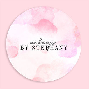 Sticker Rond Maquillage moderne d'aquarelle rose vif