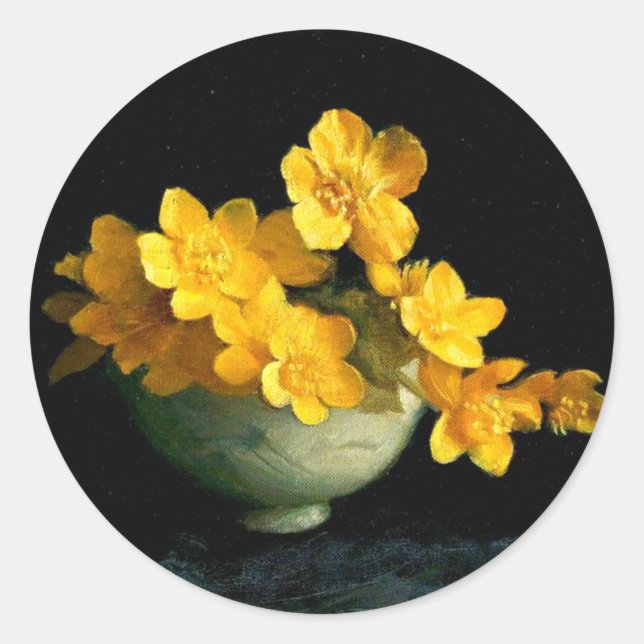 Sticker Rond Marais Marigolds, peinture sur nature (Devant)