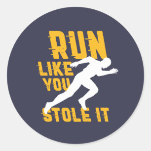Sticker Rond Marathon amusant à l'exercice de Jogging