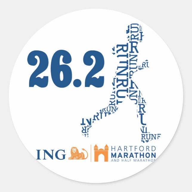 Sticker Rond Marathon de Hartford : 26.2 (Devant)
