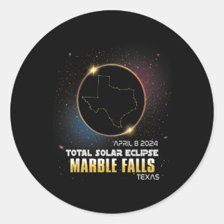 Sticker Rond Marble Falls Texas Total Solar Eclipse 2024 1