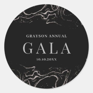 Sticker Rond Marbre argenté de Gala