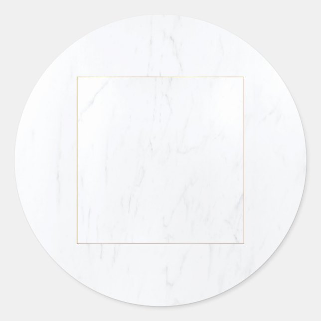 Sticker Rond Marbre blanc Gold Cadre moderne élégant Blank Plai (Devant)