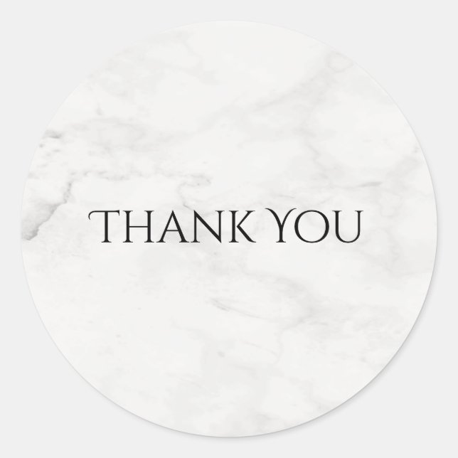 Sticker Rond Marbre blanc moderne Élégant Modèle Merci (Devant)