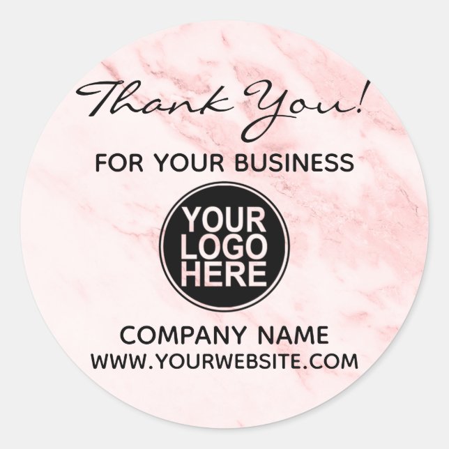 Sticker Rond Marbre de logo personnalisé Merci d'entreprise (Devant)