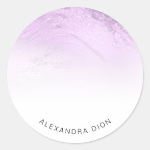 Sticker Rond Marbre élégant moderne minimal violet pailleté