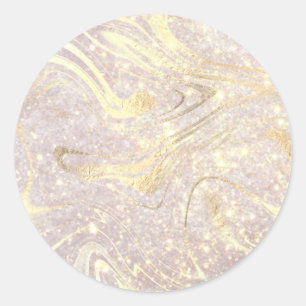 Sticker Rond Marbré moderne élégant Rose Or Blank