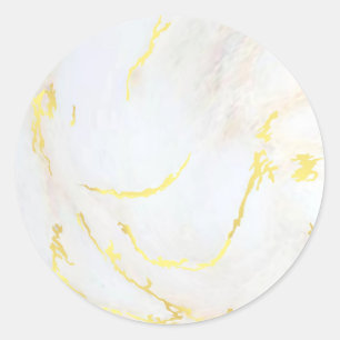 Sticker Rond Marbre or Modèle noir Ajouter votre texte Moderne