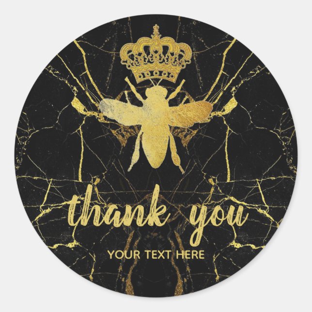 Sticker Rond Marbre personnalisé QUEEN BEE Petite entreprise Me (Devant)