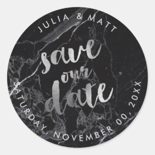 Sticker Rond Marbre PixDezine Enregistrer la date/Faux Argent