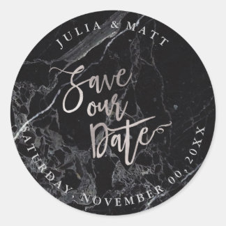 Sticker Rond Marbre PixDezine Enregistrer la date/Faux Argent