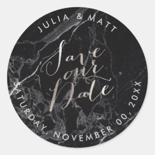 Sticker Rond Marbre PixDezine Enregistrer la date/Faux Argent
