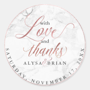 Sticker Rond Marbre PixDezine/Faux Rose Gold Love+Thanks