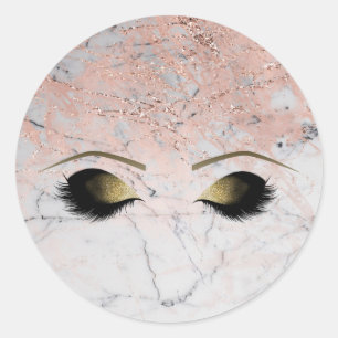 Sticker Rond Marbre Rose Gold Maquillage Eyelashes Beauté Party