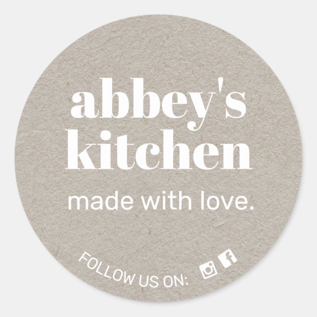 Sticker Rond Marchandises faites maison Ajouter votre logo Gris (Devant)