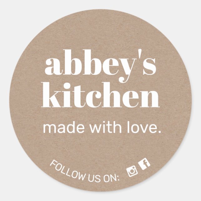 Sticker Rond Marchandises faites maison Ajouter votre logo Kraf (Devant)