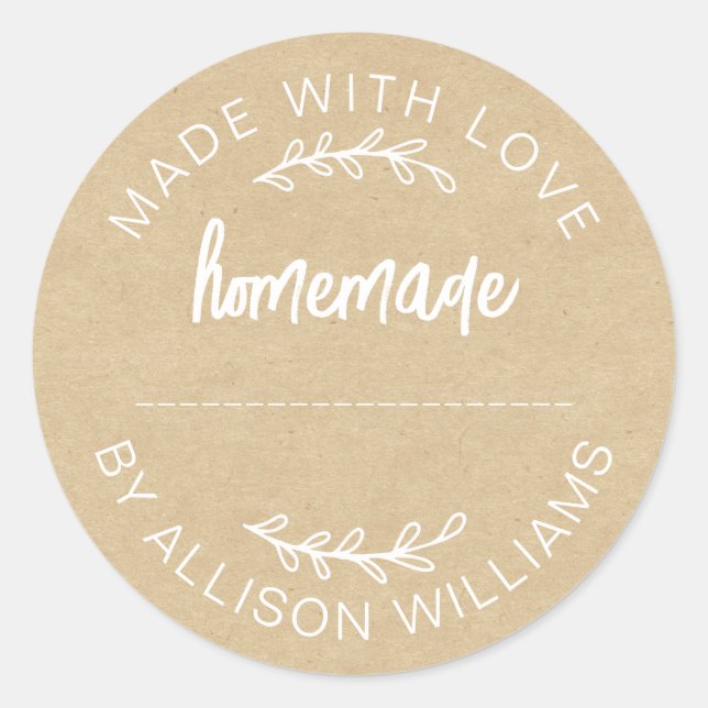 Sticker Rond Marchandises faites maison Confiture Cookies Kraft (Devant)