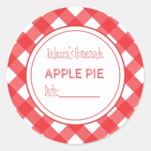 Sticker Rond Marchandises faites maison Pomme tarte Rouge et bl