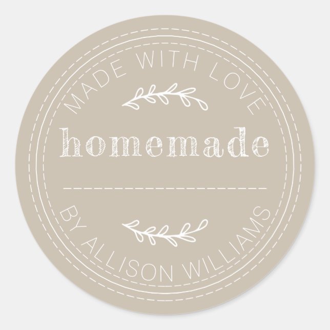 Sticker Rond Marchandises Rustiques faites maison confiture Can (Devant)