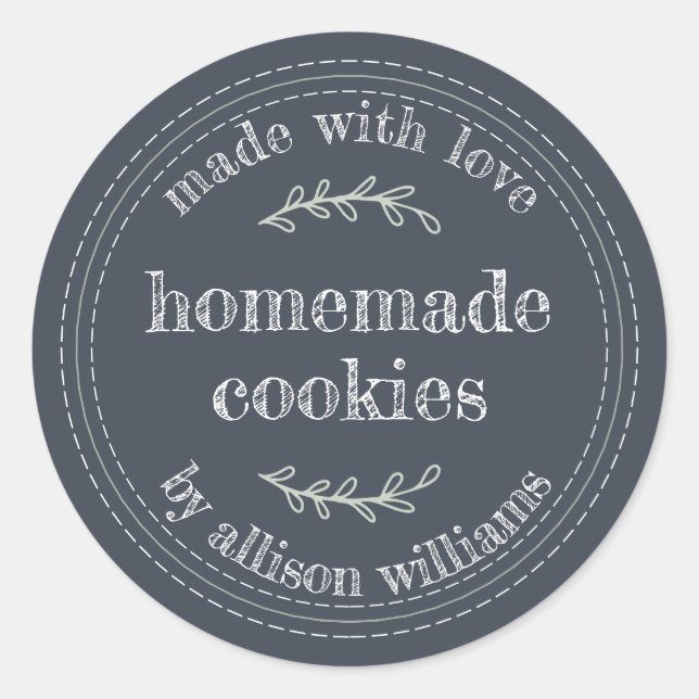 Sticker Rond Marchandises Rustiques faites maison Cuisines Bleu (Devant)