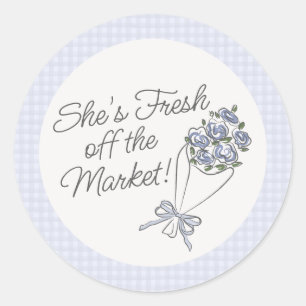 Sticker Rond Marché de Fleurs Bleues Fraîches Fleurs Mariage